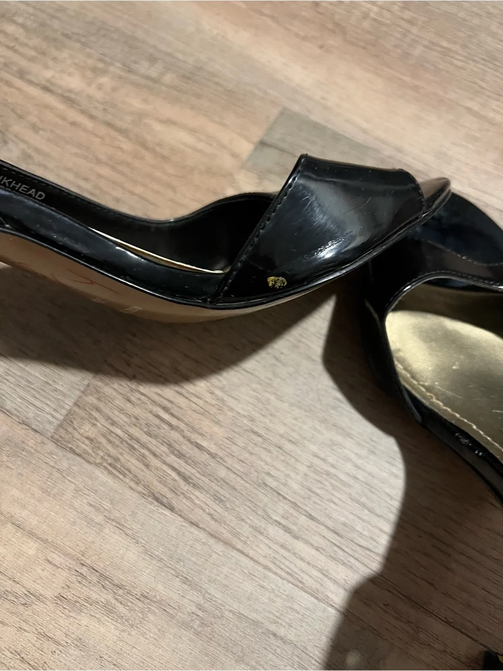 Nine West Black Patent Open-Toe Slingback Heels